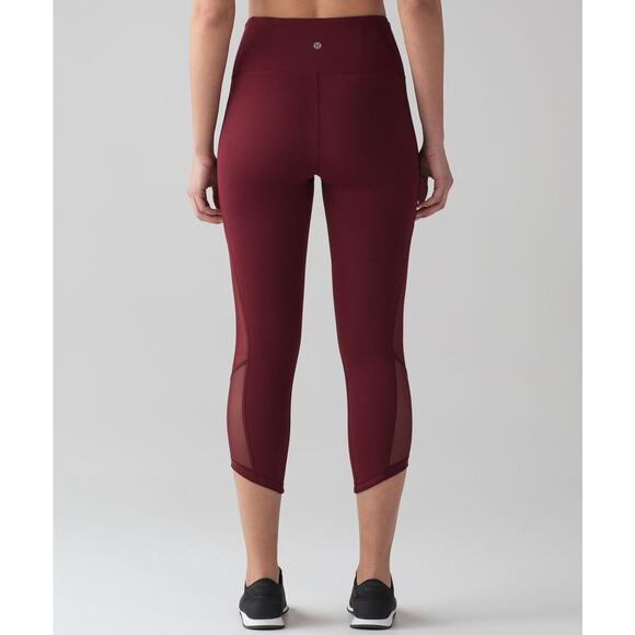 Lululemon Wunder Under Body Con Crop Leggings Deep Rouge Burgundy Red 6 - Picture 2 of 9